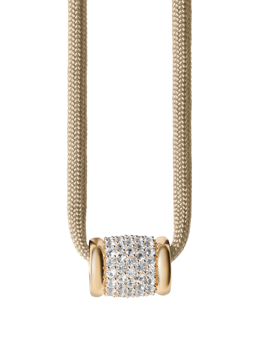 YVES SABLE PARACORD NECKLACE IN LAB WHITE SAPPHIRE, 18K GOLD