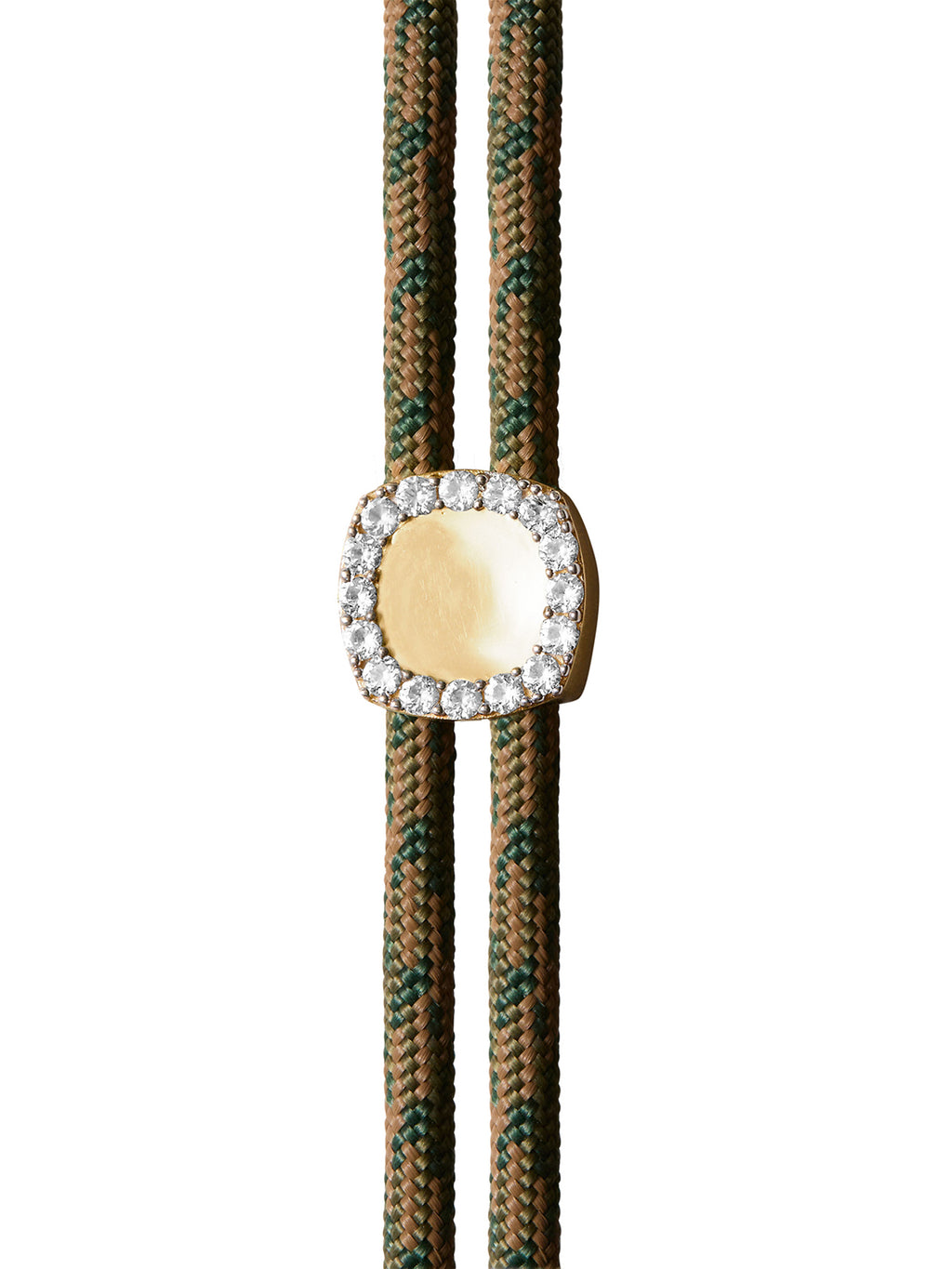 YVES CAMO PARACORD NECKLACE IN LAB WHITE SAPPHIRE, 18K GOLD
