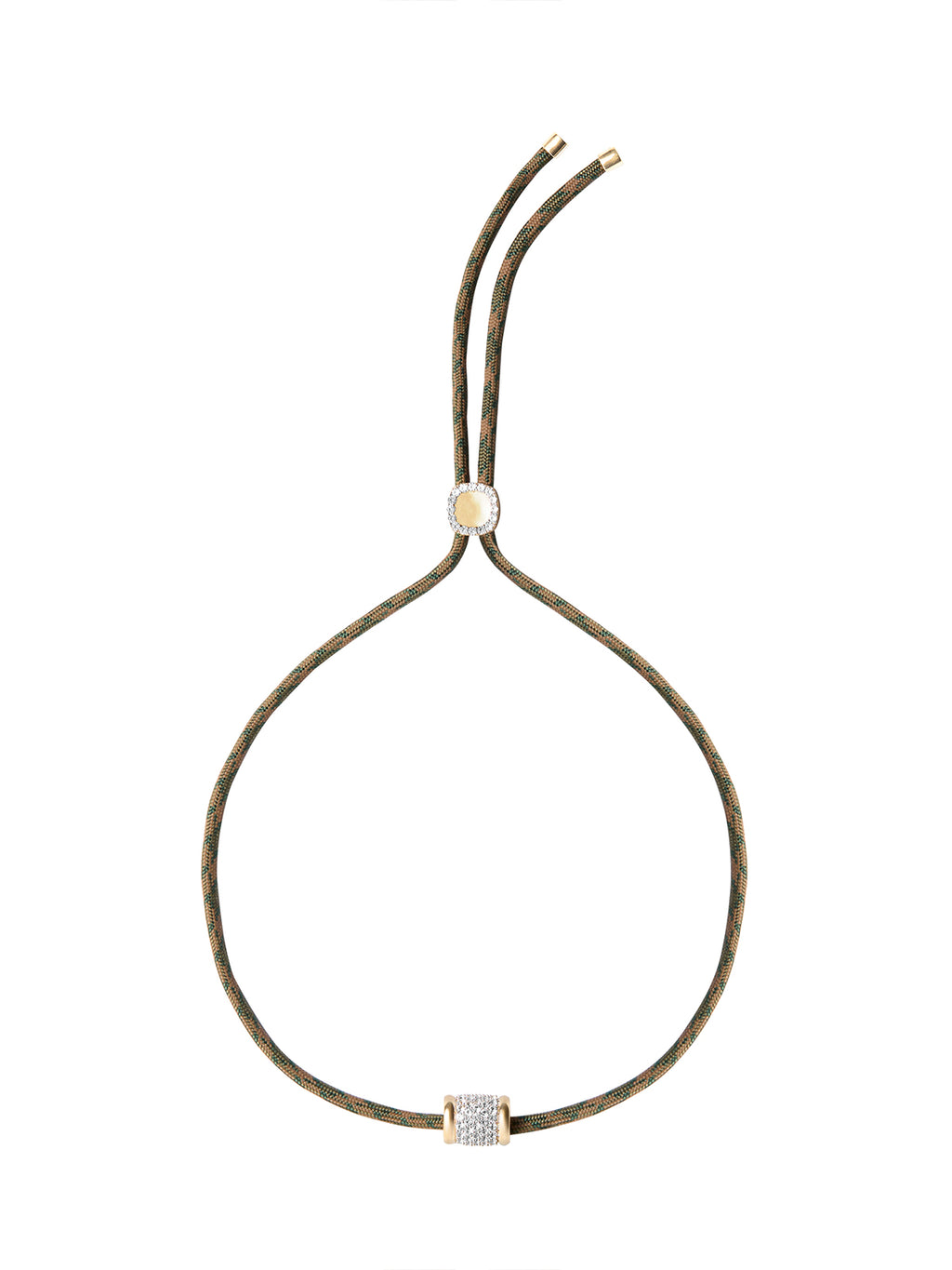 YVES CAMO PARACORD NECKLACE IN LAB WHITE SAPPHIRE, 18K GOLD
