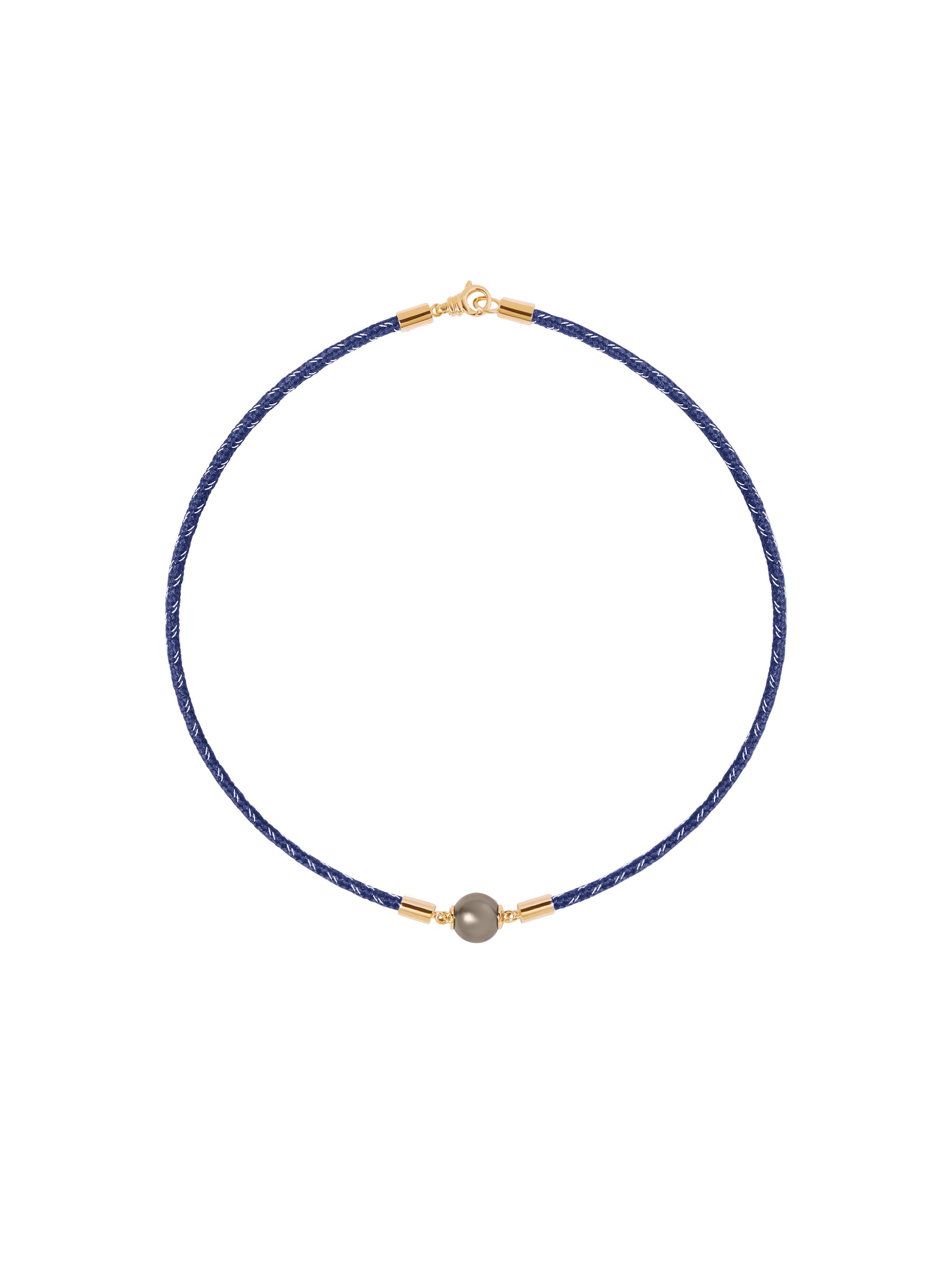 14K YELLOW GOLD SINGLE PEARL CHOKER, BLEU