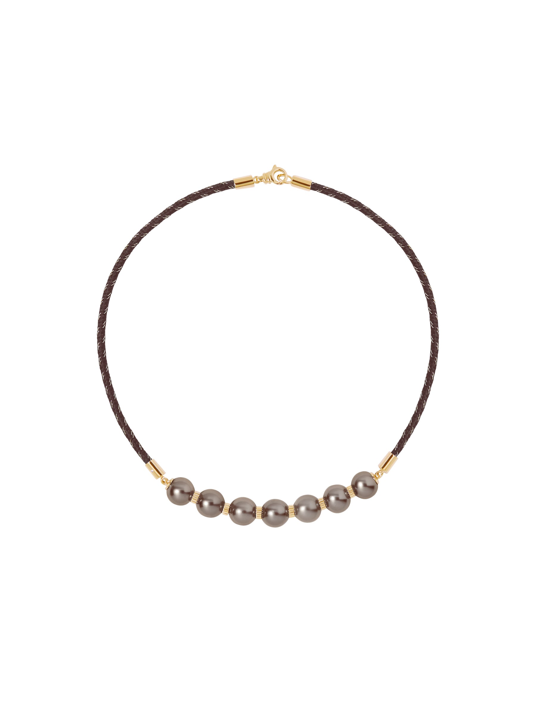 14K YELLOW GOLD SEVEN PEARL CHOKER, MARRON