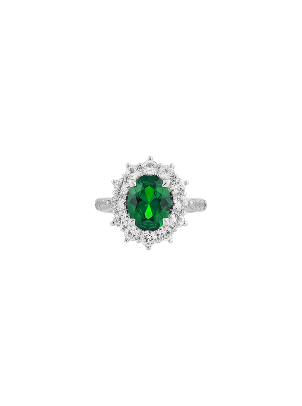 PETITE SPENCER, LAB-GROWN EMERALD RING, SILVER