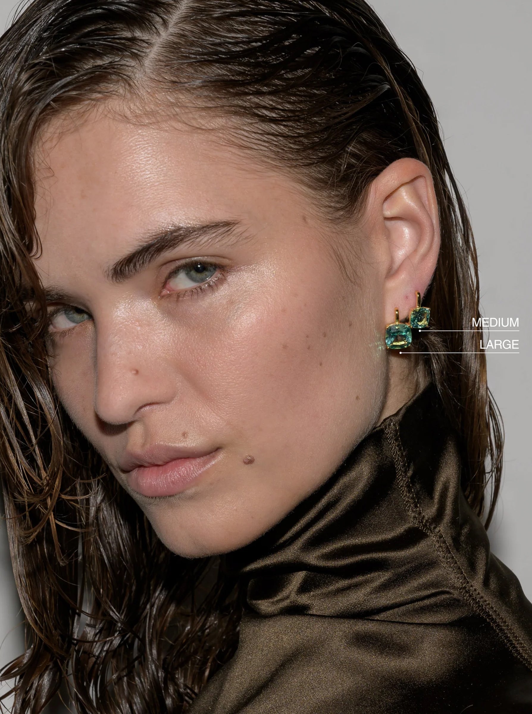 PORTER CUSHION-CUT EARRINGS IN NANO AZURE GREEN