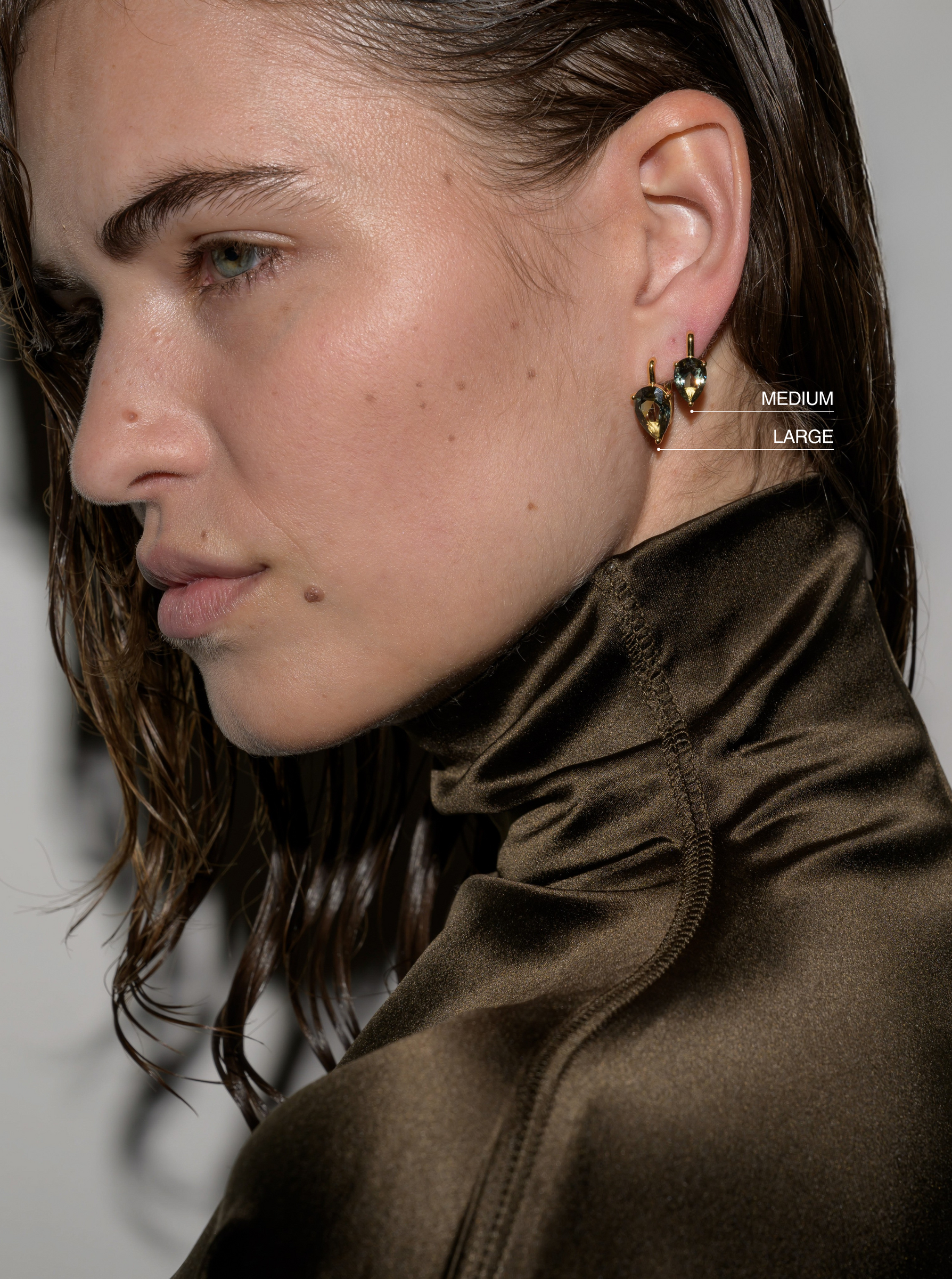 PORTER PEAR-CUT EARRINGS IN LAB MOSS GREEN TOURMALINE