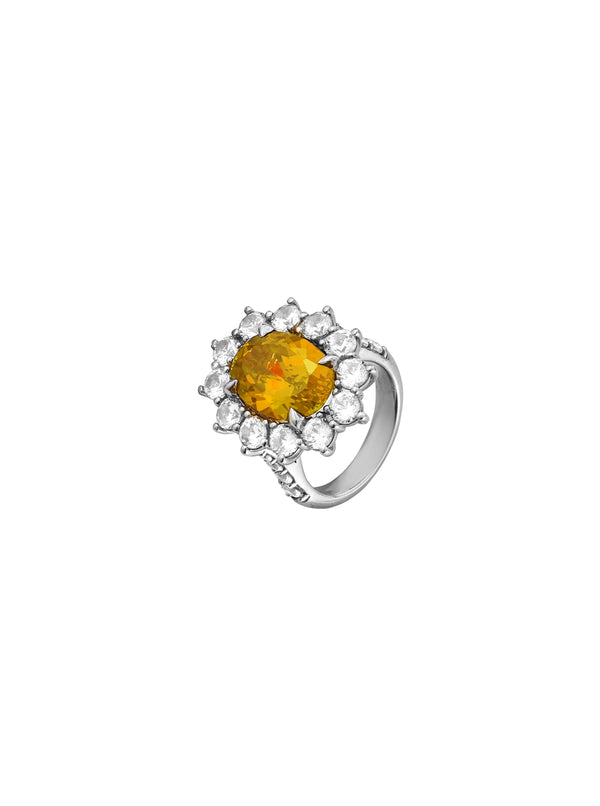 SPENCER, LAB-GROWN YELLOW SAPPHIRE RING, SILVER