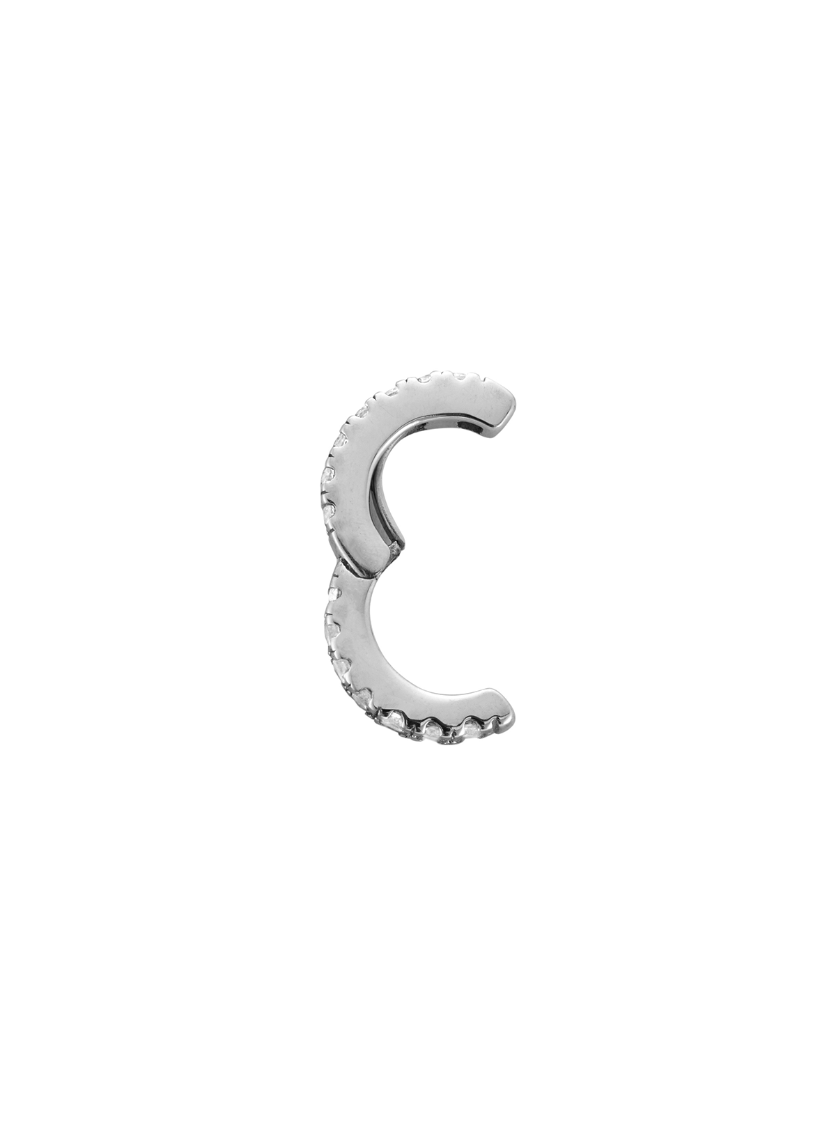 HINGED SINGLE ROW LAB WHITE SAPPHIRE EAR CUFF, SILVER