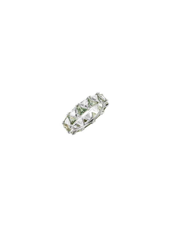 THEODORA DOUBLE TRILLION, LAB-GROWN LIGHT GREEN SPINEL AND WHITE SAPPHIRE, SILVER RING