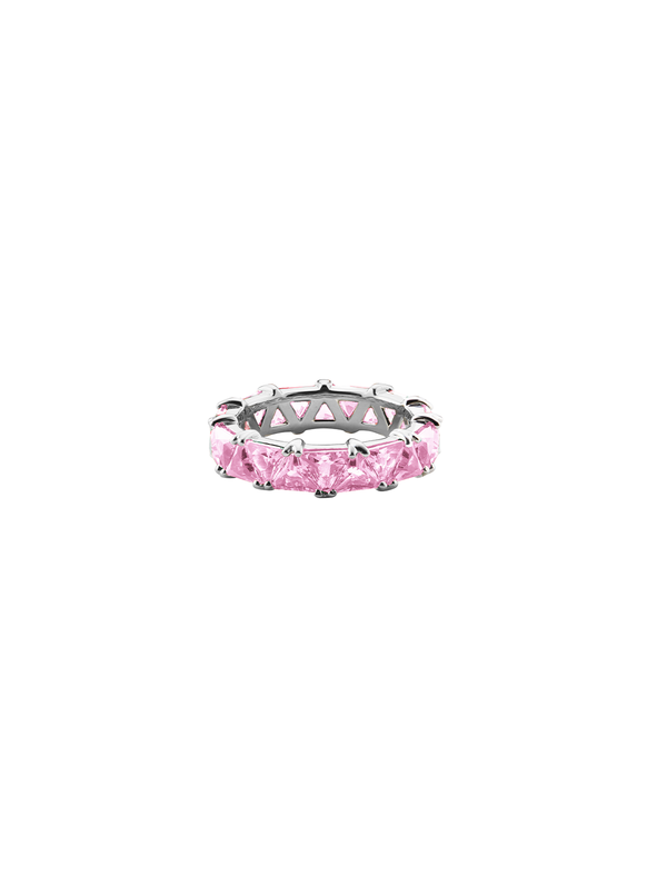THEODORA DOUBLE TRILLION, LAB-GROWN PINK SAPPHIRE RING, SILVER