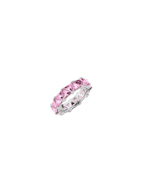THEODORA DOUBLE TRILLION, LAB-GROWN PINK SAPPHIRE RING, SILVER