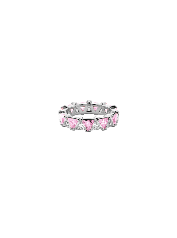 THEODORA DOUBLE TRILLION, LAB-GROWN PINK AND WHITE SAPPHIRE RING, SILVER
