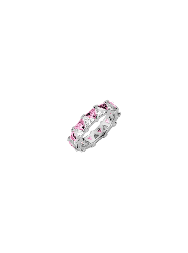 THEODORA DOUBLE TRILLION, LAB-GROWN PINK AND WHITE SAPPHIRE RING, SILVER