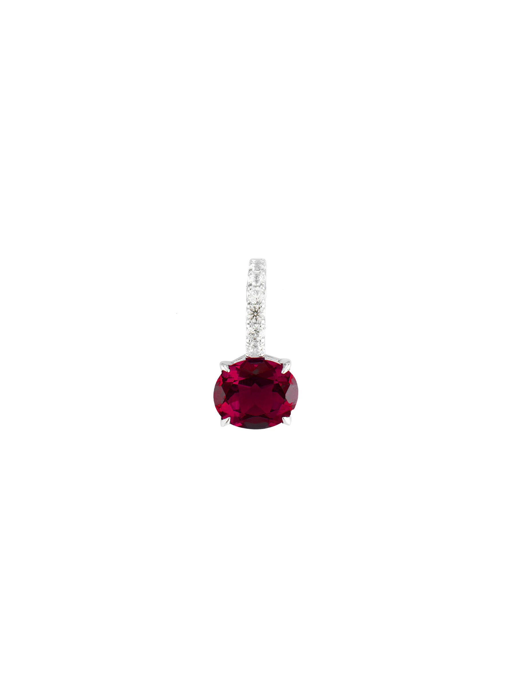 LAB RED SAPPHIRE EAST WEST OVAL PENDANT, SILVER
