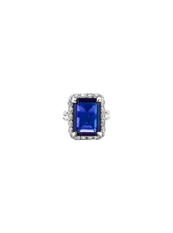 HASTINGS, LAB-GROWN BLUE SAPPHIRE RING, SILVER