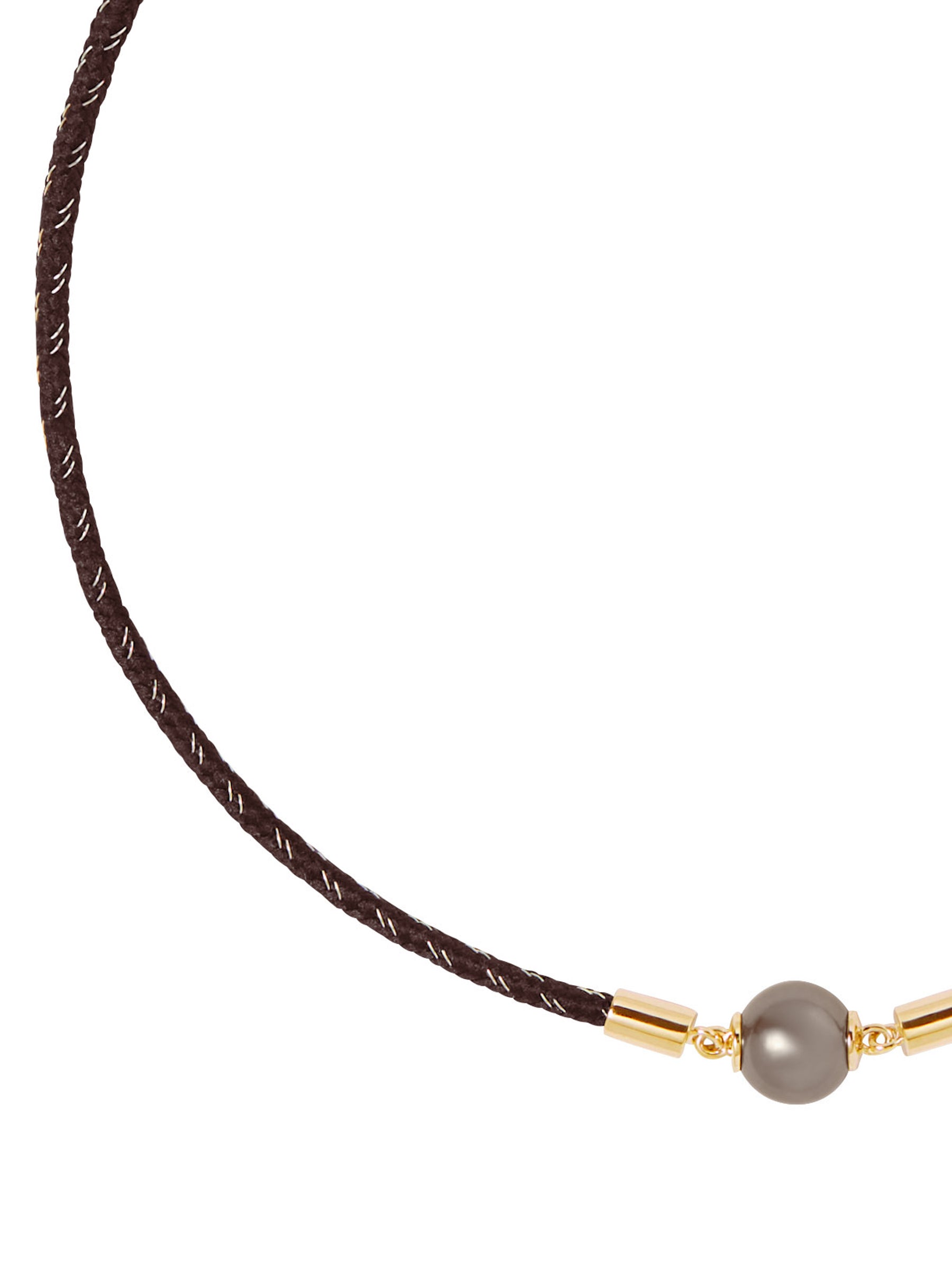 14K YELLOW GOLD SINGLE PEARL CHOKER, MARRON