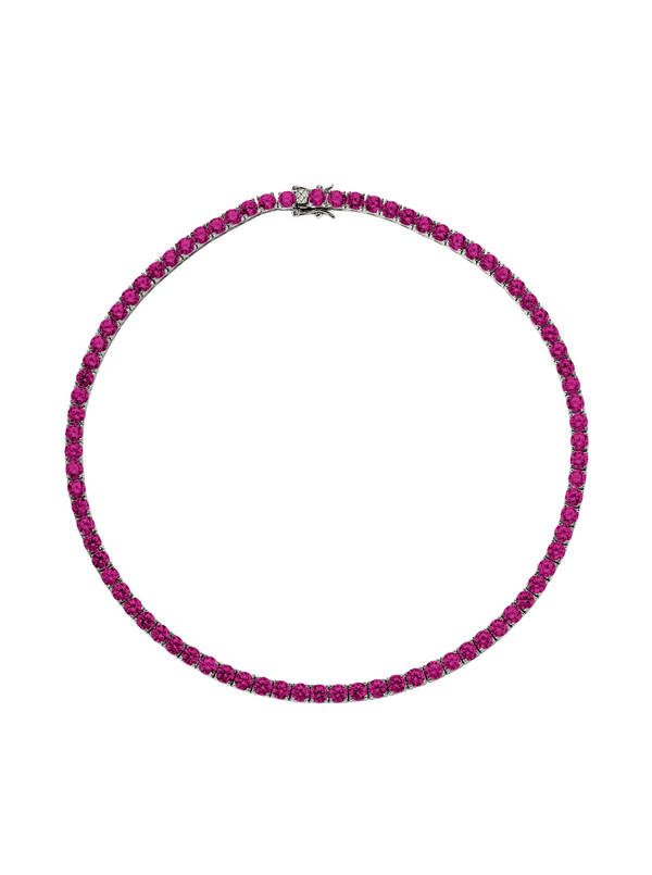 CUSTOM KATE 4.5MM ROUND CUT, LAB-GROWN RED SAPPHIRE RIVIÈRE  NECKLACE
