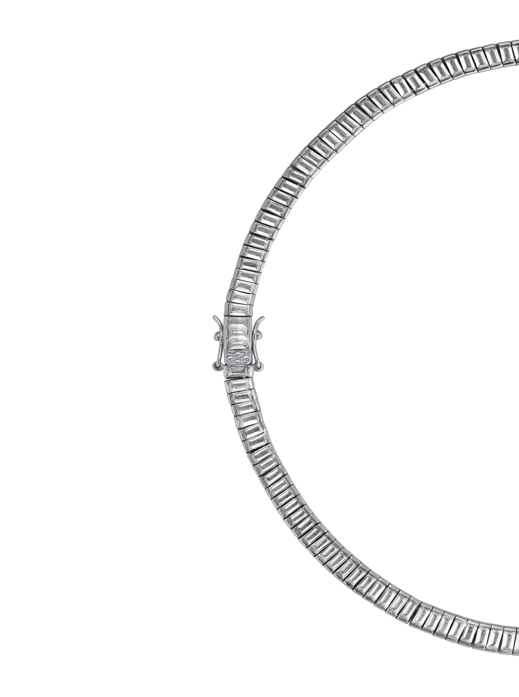 PETITE BESSETTE RIVIÈRE NECKLACE IN LAB WHITE SAPPHIRE