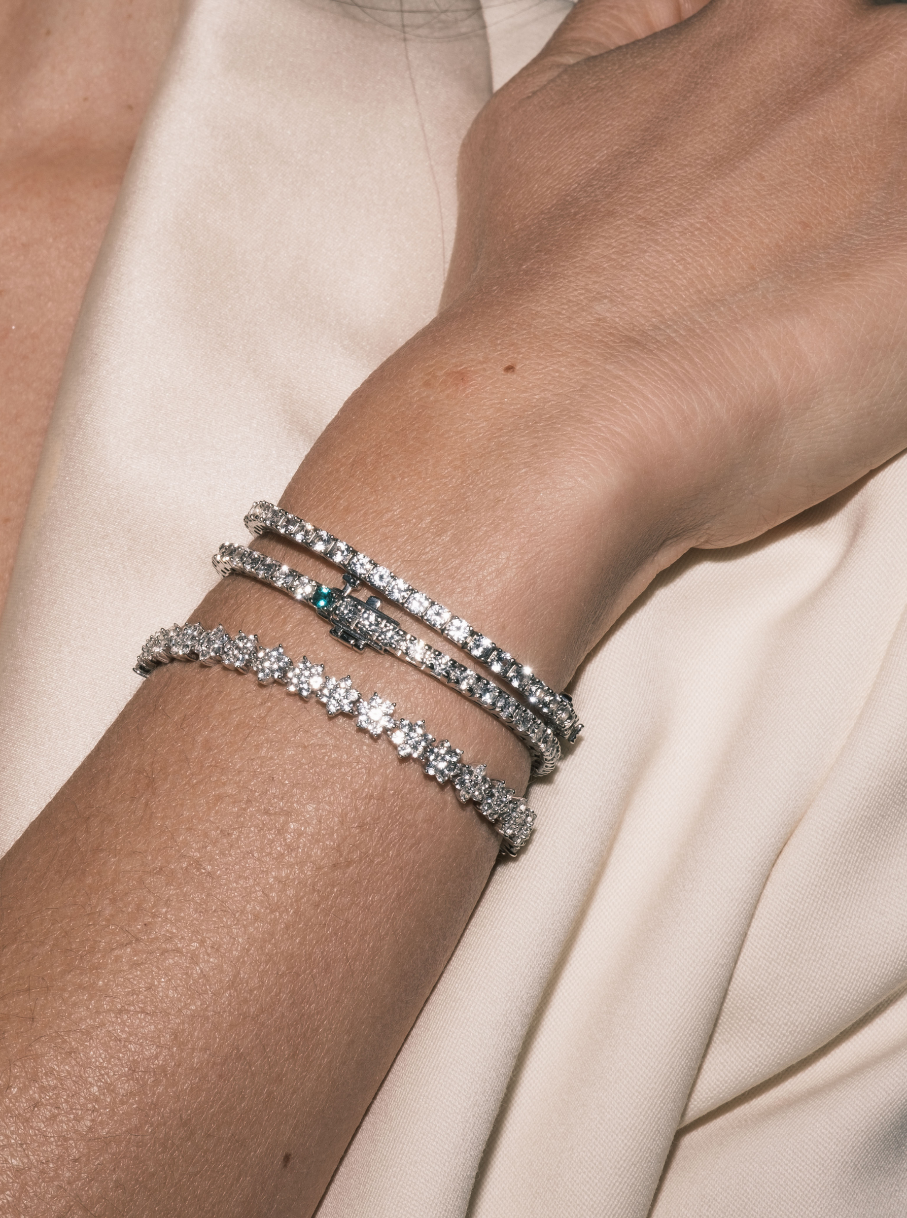 PETITE MARGUERITE RIVIÈRE BRACELET IN LAB WHITE SAPPHIRE