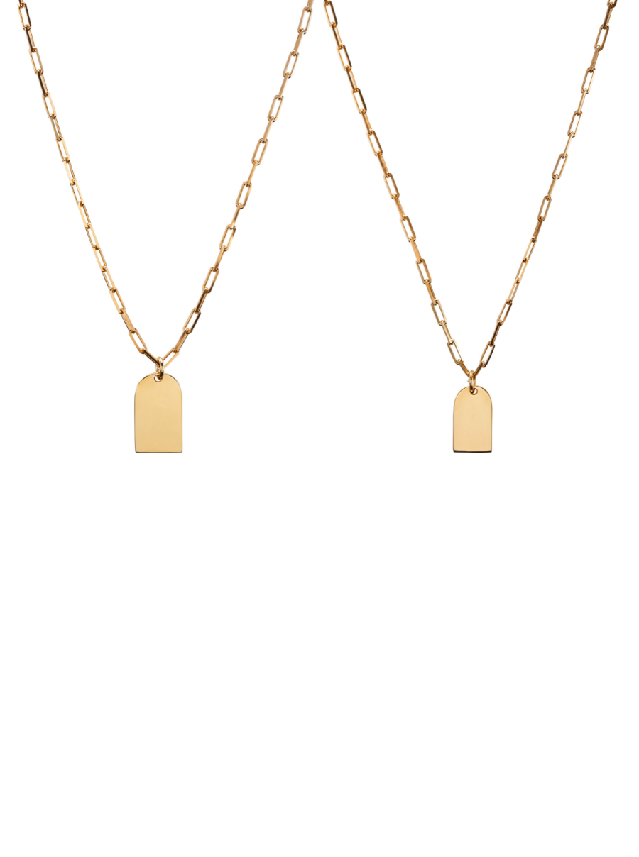 LARGE DOG TAG ID NECKLACE GOLD