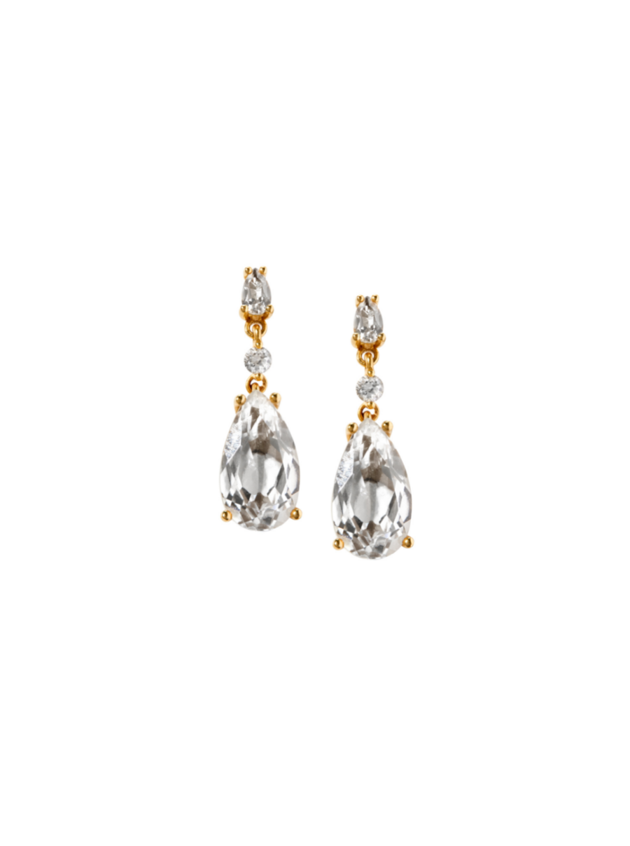 White sapphire 2025 earrings yellow gold