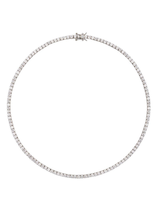 MOSS ROUND CUT, 3MM 4-PRONG, LAB-GROWN WHITE SAPPHIRE SILVER RIVIÈRE NECKLACE