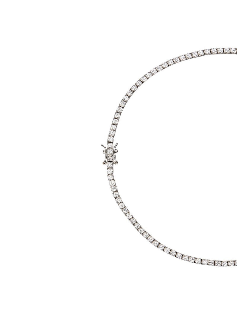MOSS ROUND CUT, 3MM 4-PRONG, LAB-GROWN WHITE SAPPHIRE SILVER RIVIÈRE NECKLACE