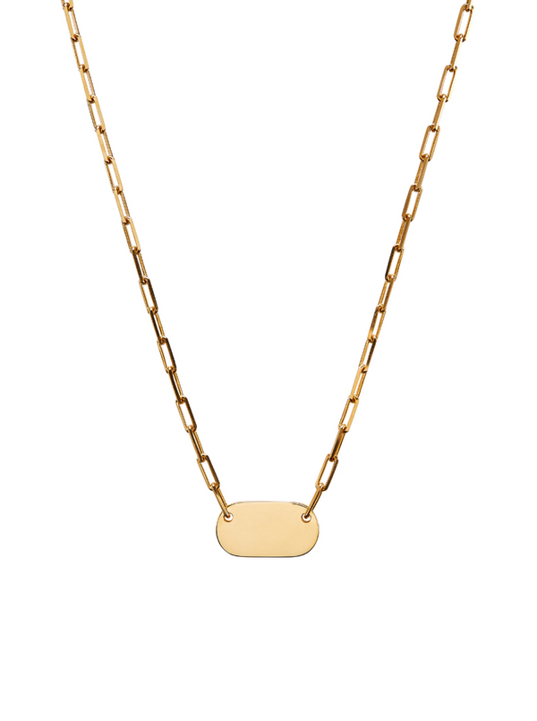 SMALL BAR ID NECKLACE, GOLD