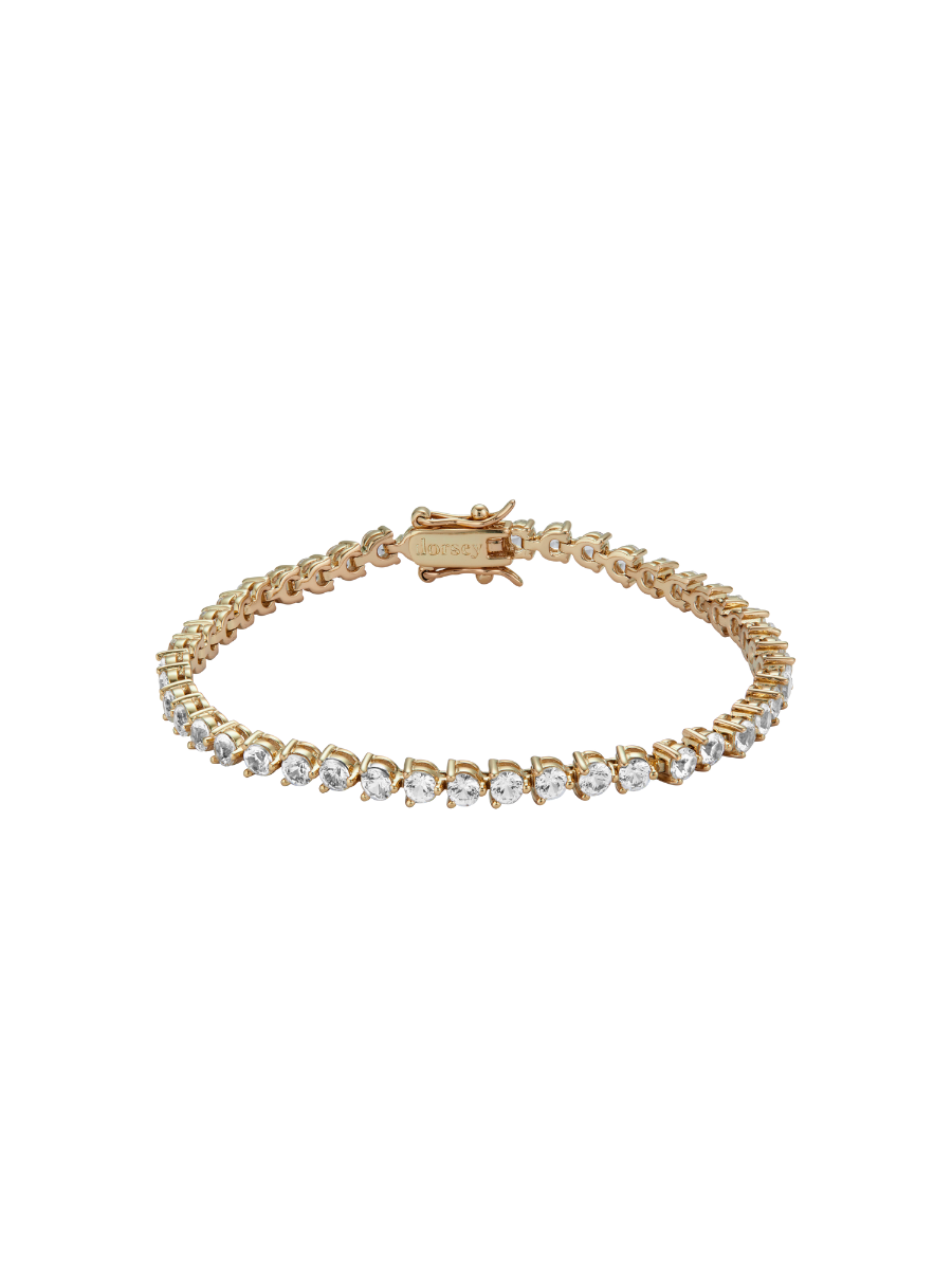 【受注生産品】 BENNINGTON 3-PRONG BRACELET RIVIÈRE GOLD SAPPHIRE WHITE LAB 3MM, アクセサリー