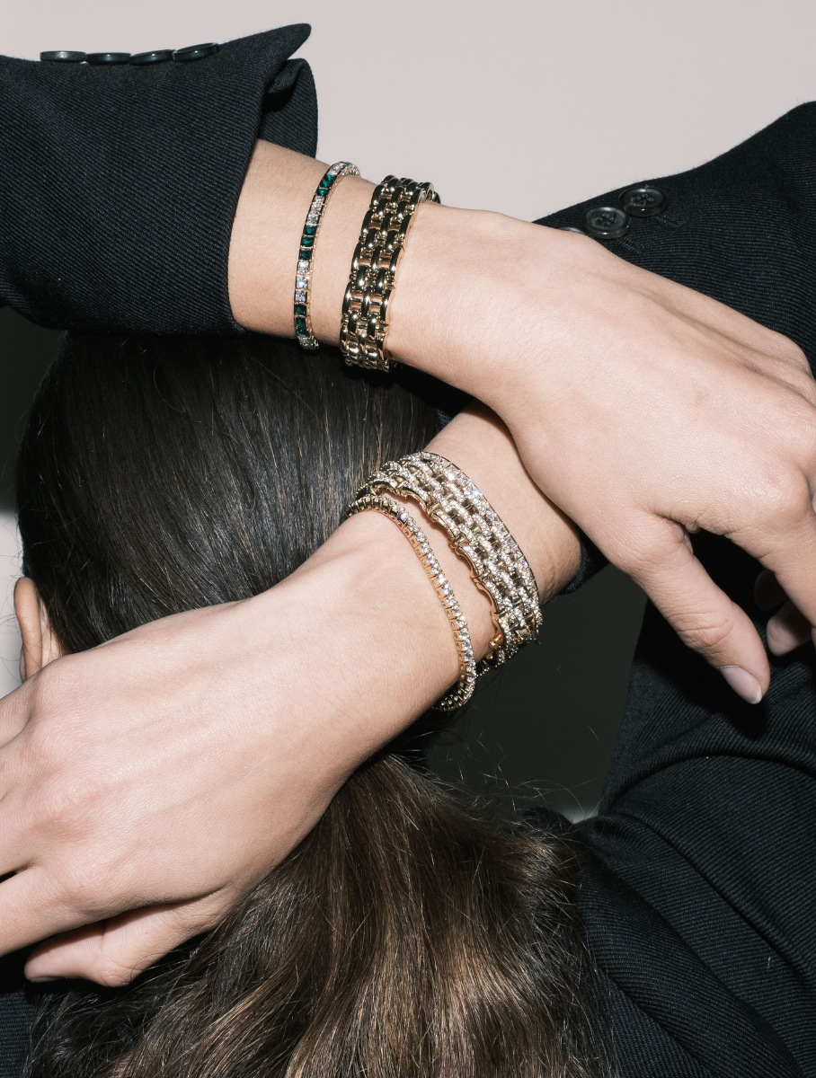 BENEDETTA BRACELET IN LAB WHITE SAPPHIRE, 18K GOLD COATED BRASS
