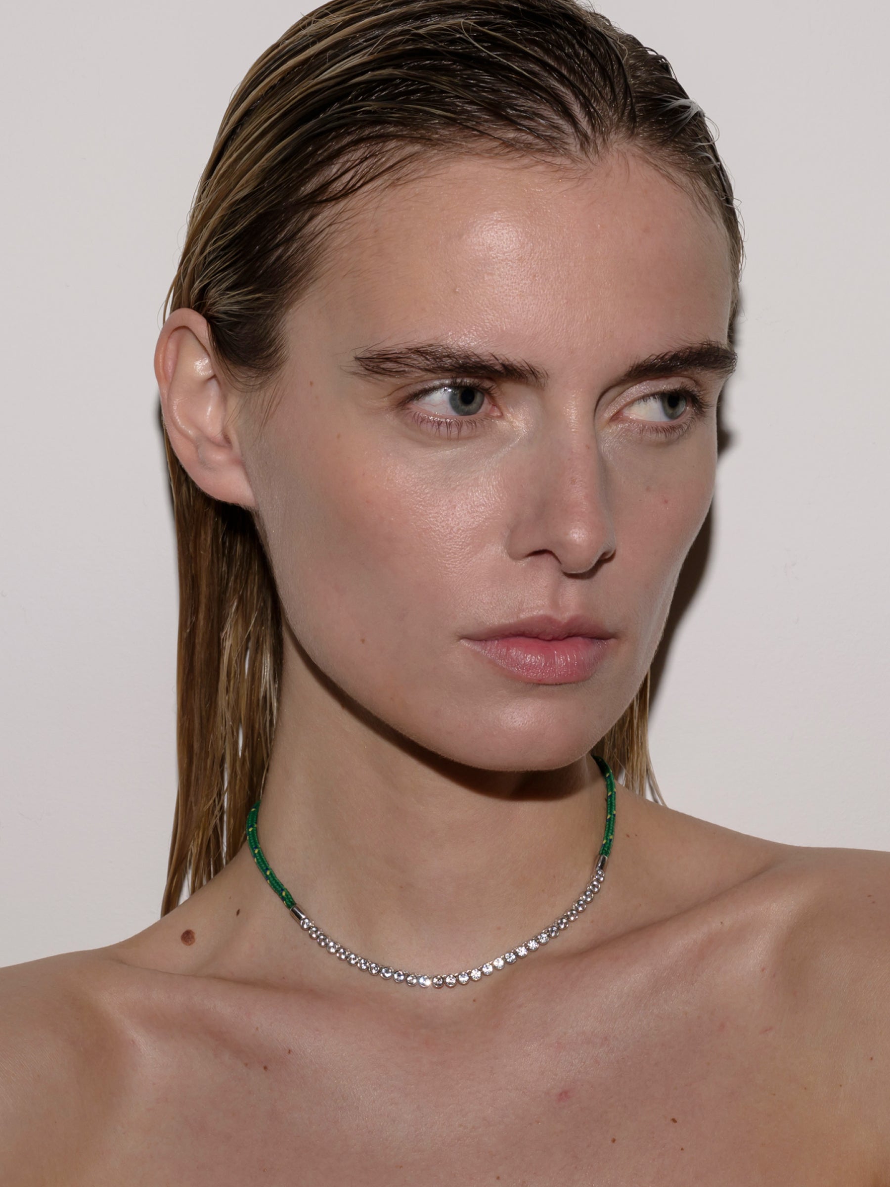 14K JAMES BEZEL VERT PARACORD NECKLACE IN LAB DIAMOND, 14K WHITE