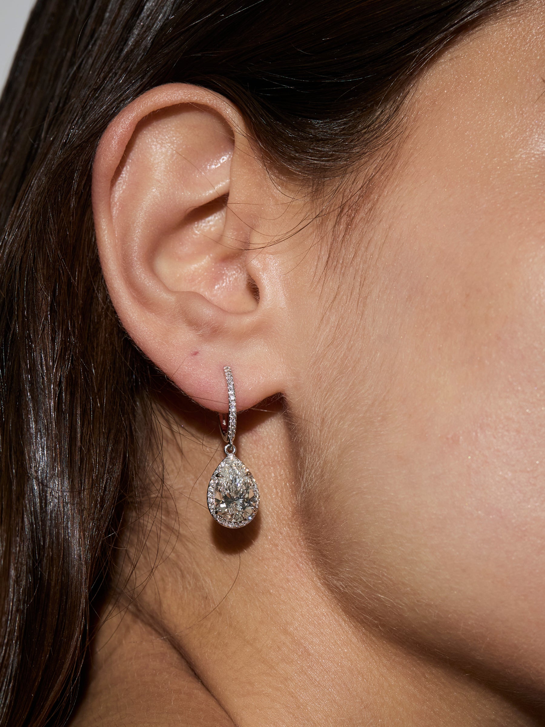 14K BRONWYN PEAR-CUT EARRINGS IN LAB DIAMOND, 14K WHITE GOLD