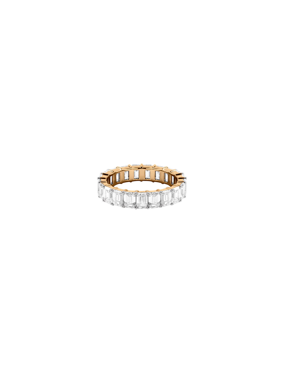 14K EMERALD CUT ETERNITY BAND IN LAB DIAMOND, 14K YELLOW GOLD
