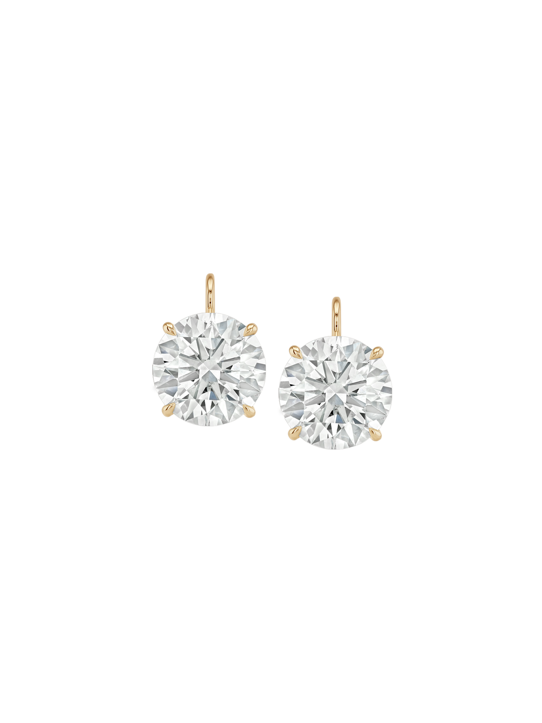 14K MARIE ROUND-CUT EARRINGS IN LAB DIAMOND, 14K YELLOW GOLD