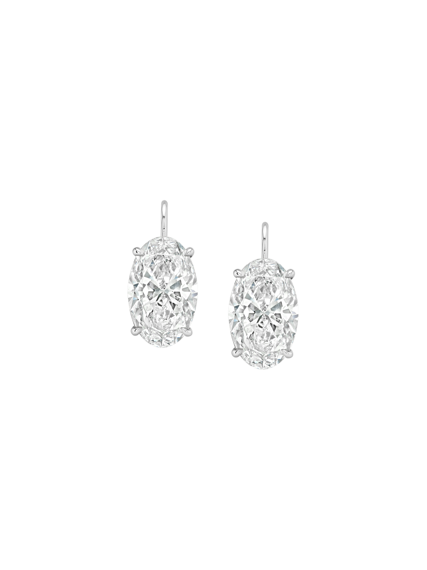 14K MARIE OVAL-CUT EARRINGS IN LAB DIAMOND, 14K WHITE GOLD