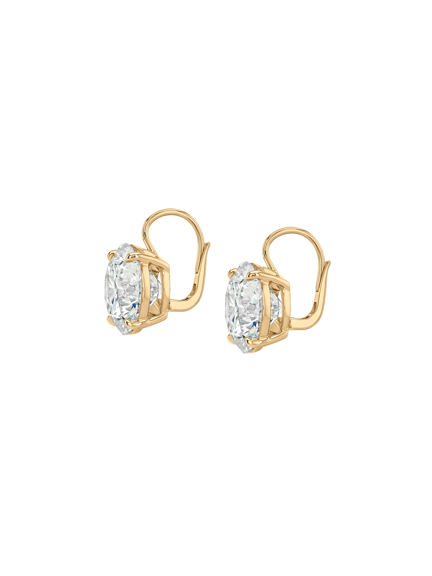 14K MARIE ROUND-CUT EARRINGS IN LAB DIAMOND, 14K YELLOW GOLD