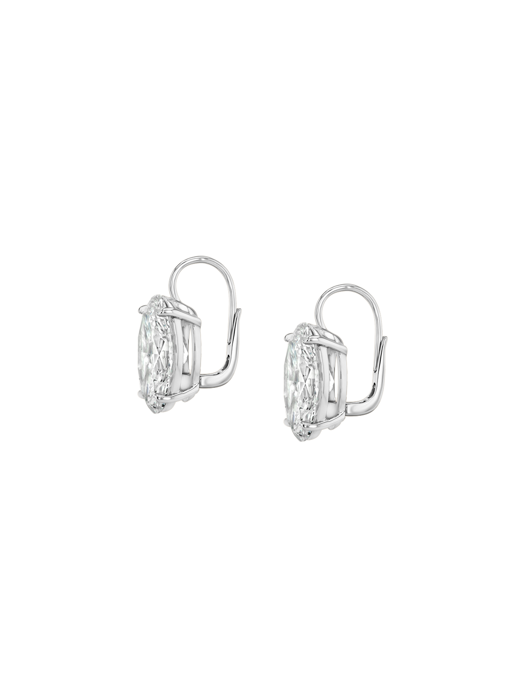 14K MARIE OVAL-CUT EARRINGS IN LAB DIAMOND, 14K WHITE GOLD