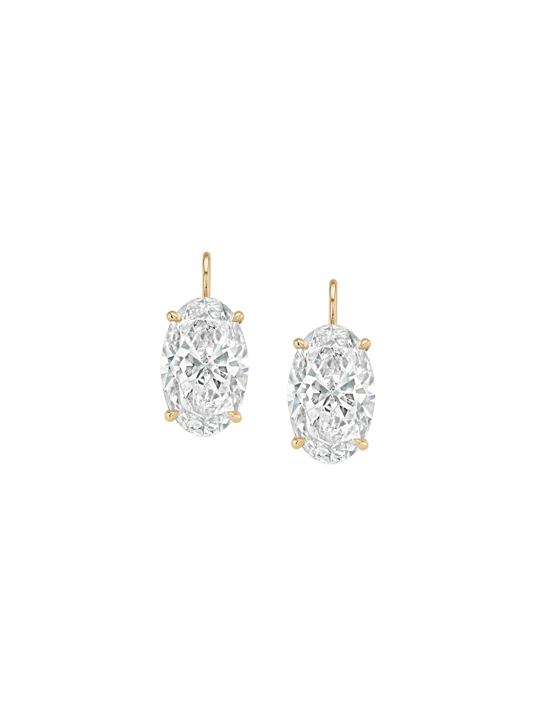 14K MARIE OVAL-CUT EARRINGS IN LAB DIAMOND, 14K YELLOW GOLD