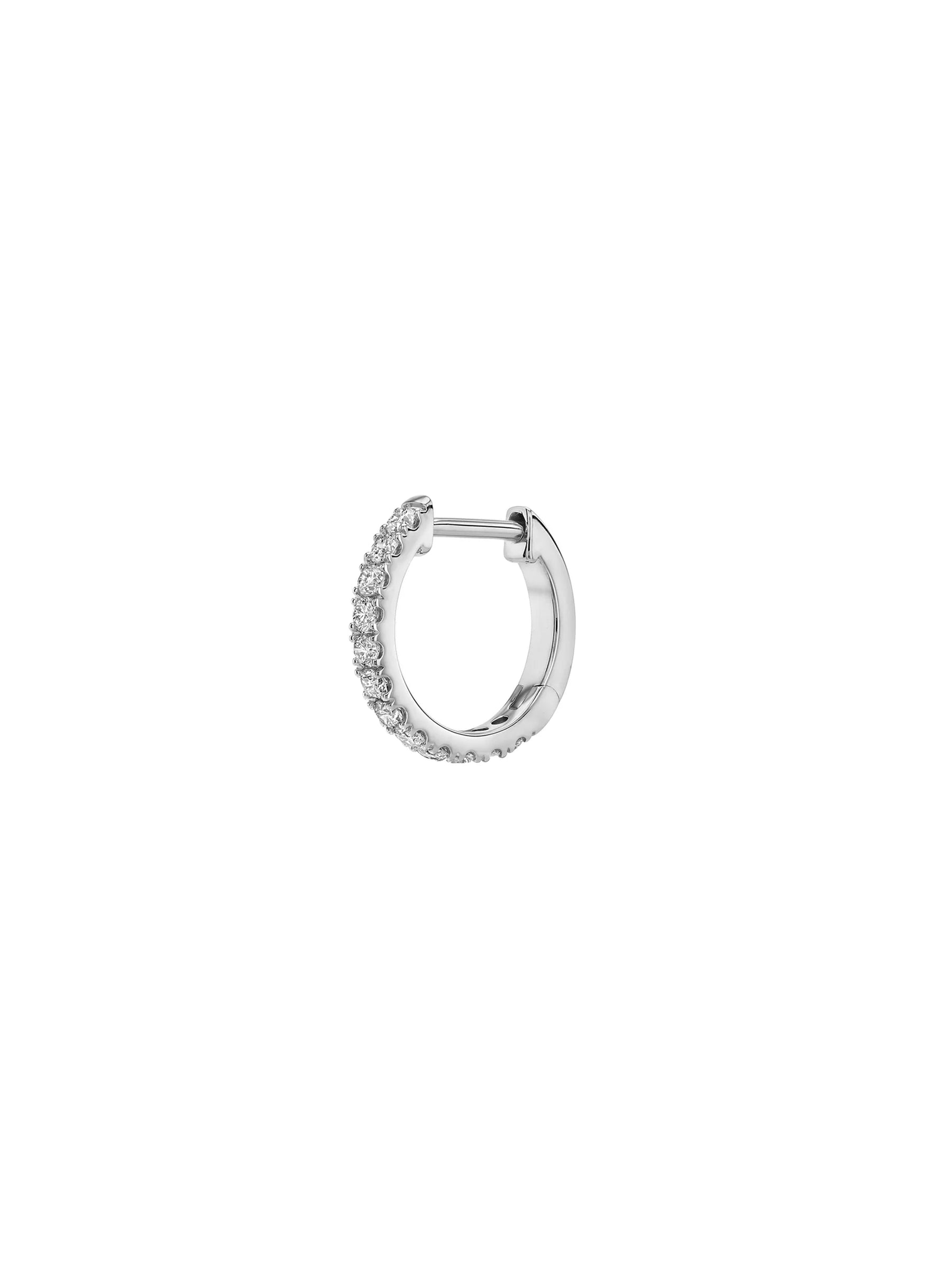 14K PAVÉ HUGGIE EARRING IN LAB DIAMOND, 14K WHITE GOLD