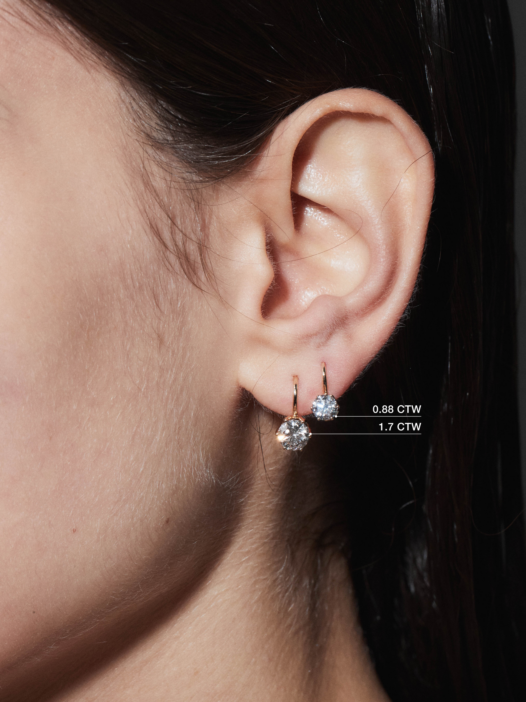 14K CECILIA EARRINGS IN LAB DIAMOND, 14K YELLOW GOLD