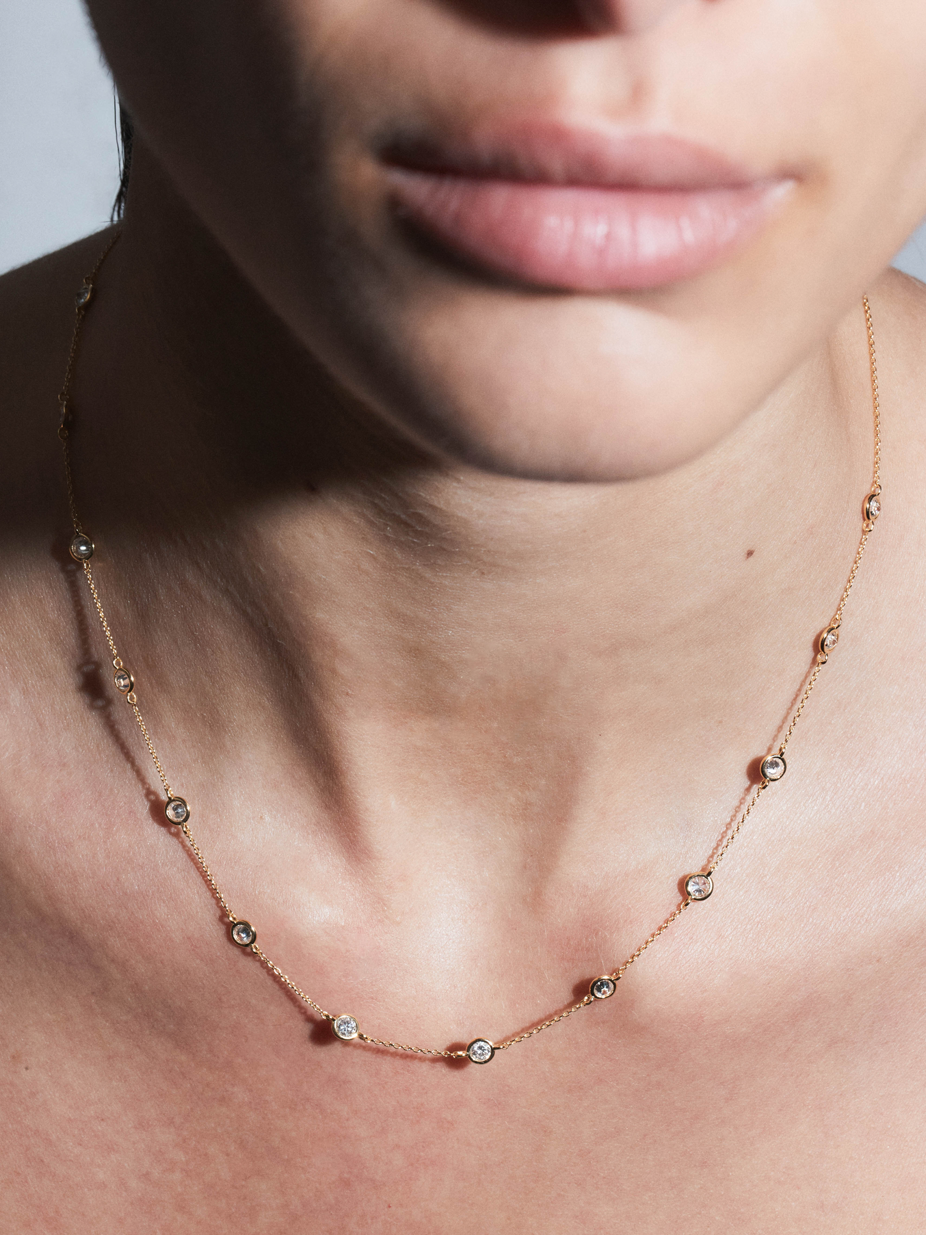 14K CLEMENCE NECKLACE IN 1.50CTS LAB DIAMOND, 14K YELLOW GOLD
