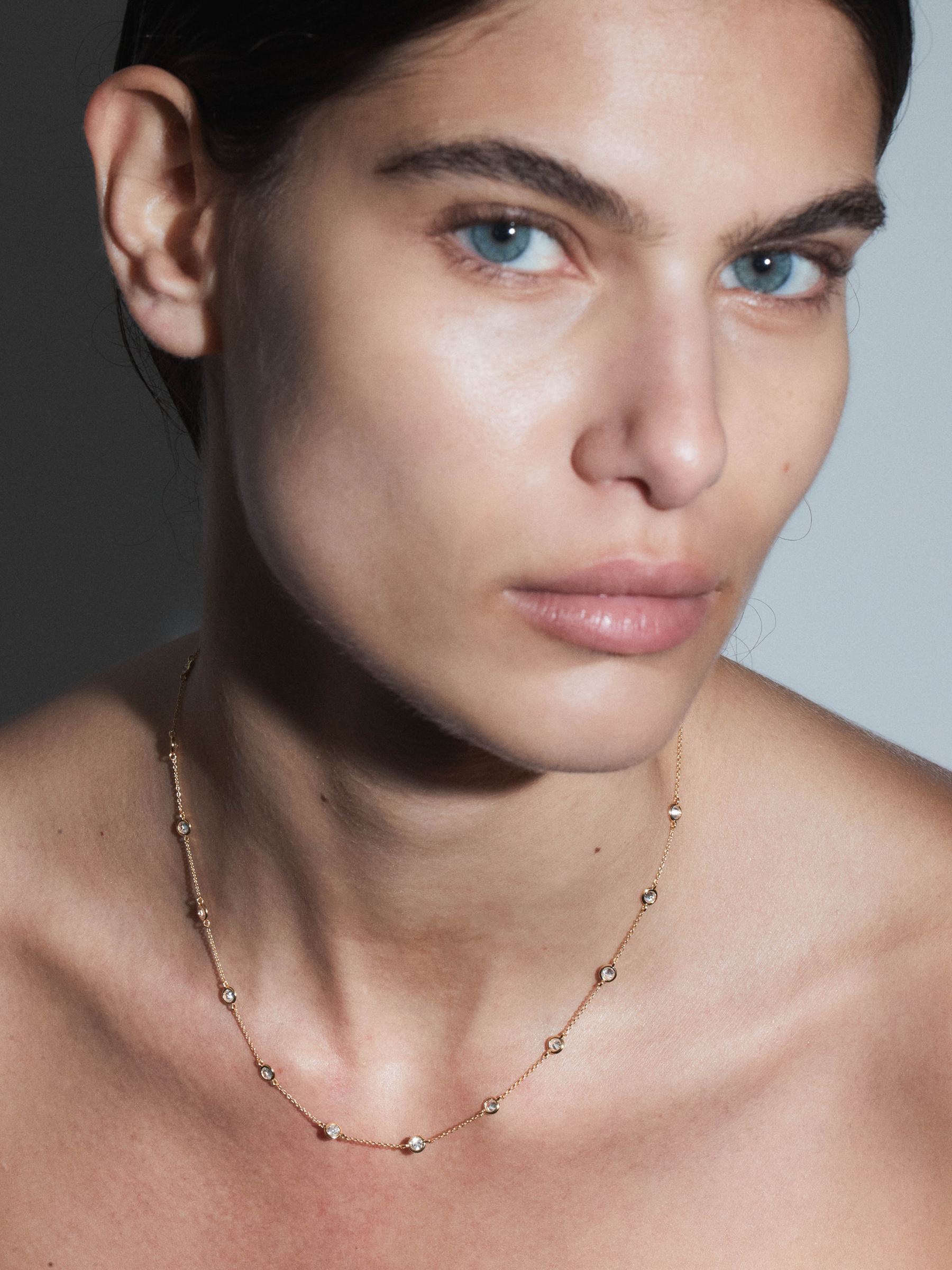 14K CLEMENCE NECKLACE IN 1.50CTS LAB DIAMOND, 14K YELLOW GOLD
