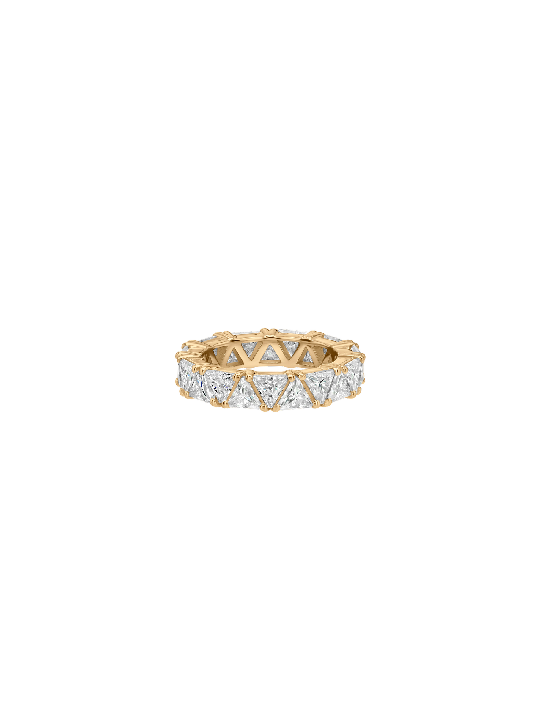 THEODORA TRILLION-CUT ETERNITY BAND IN MOISSANITE, GOLD VERMEIL