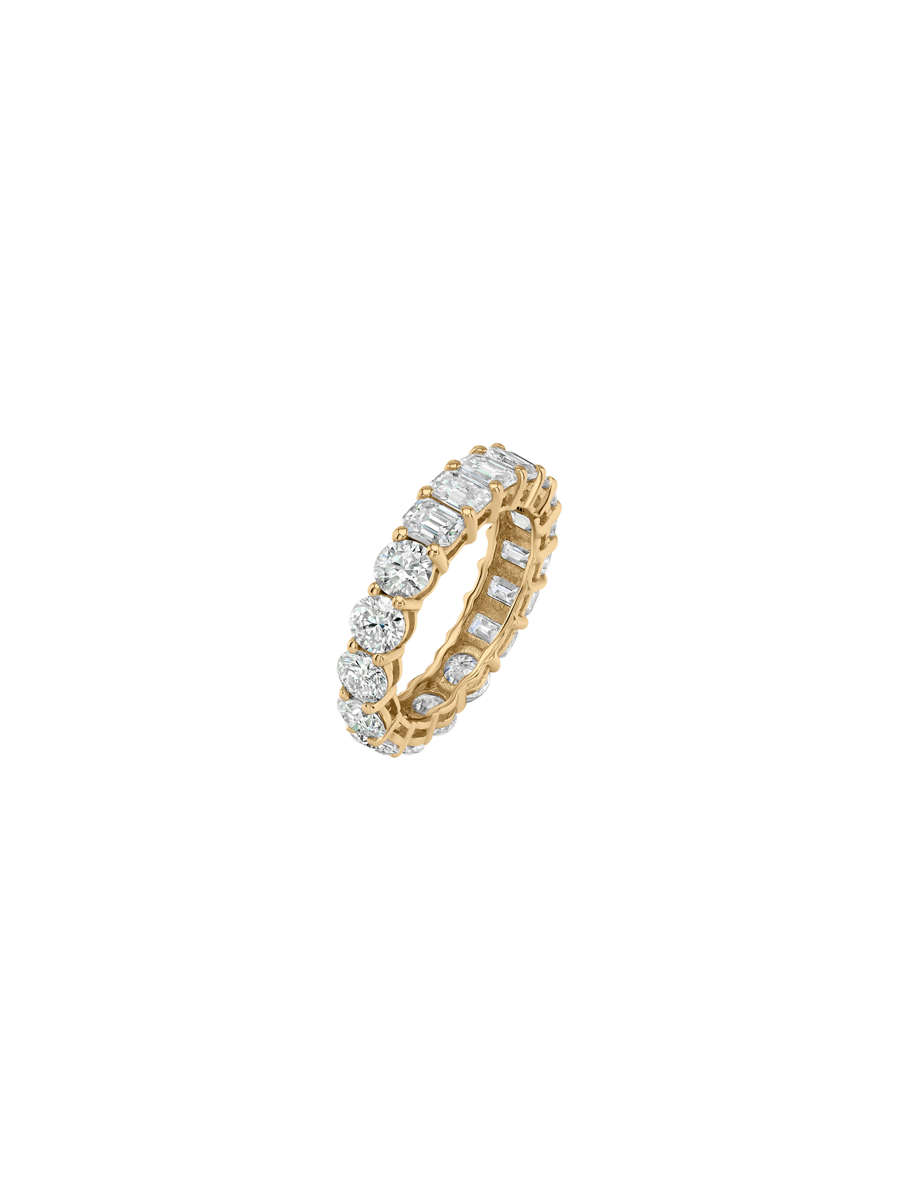 DEMI ROUND AND EMERALD-CUT ETERNITY BAND IN MOISSANITE, GOLD VERMEIL