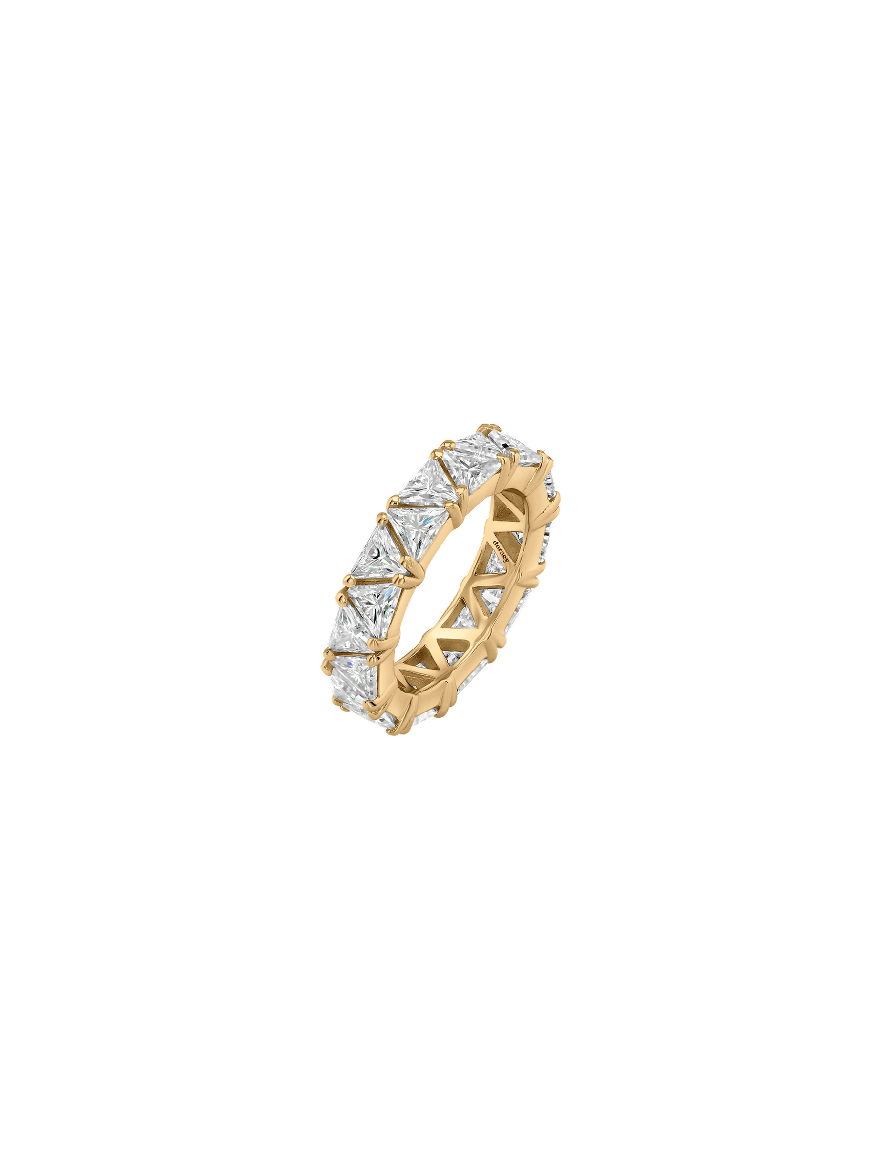 THEODORA TRILLION-CUT ETERNITY BAND IN MOISSANITE, GOLD VERMEIL