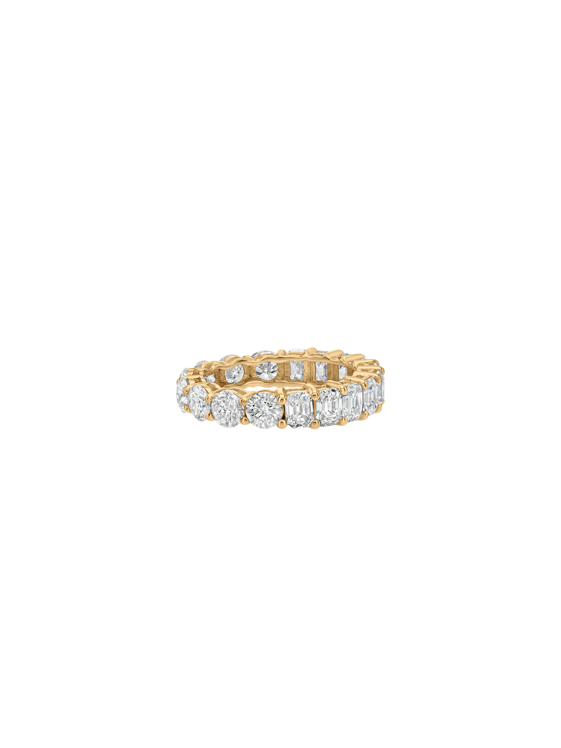 DEMI ROUND AND EMERALD-CUT ETERNITY BAND IN MOISSANITE, GOLD VERMEIL