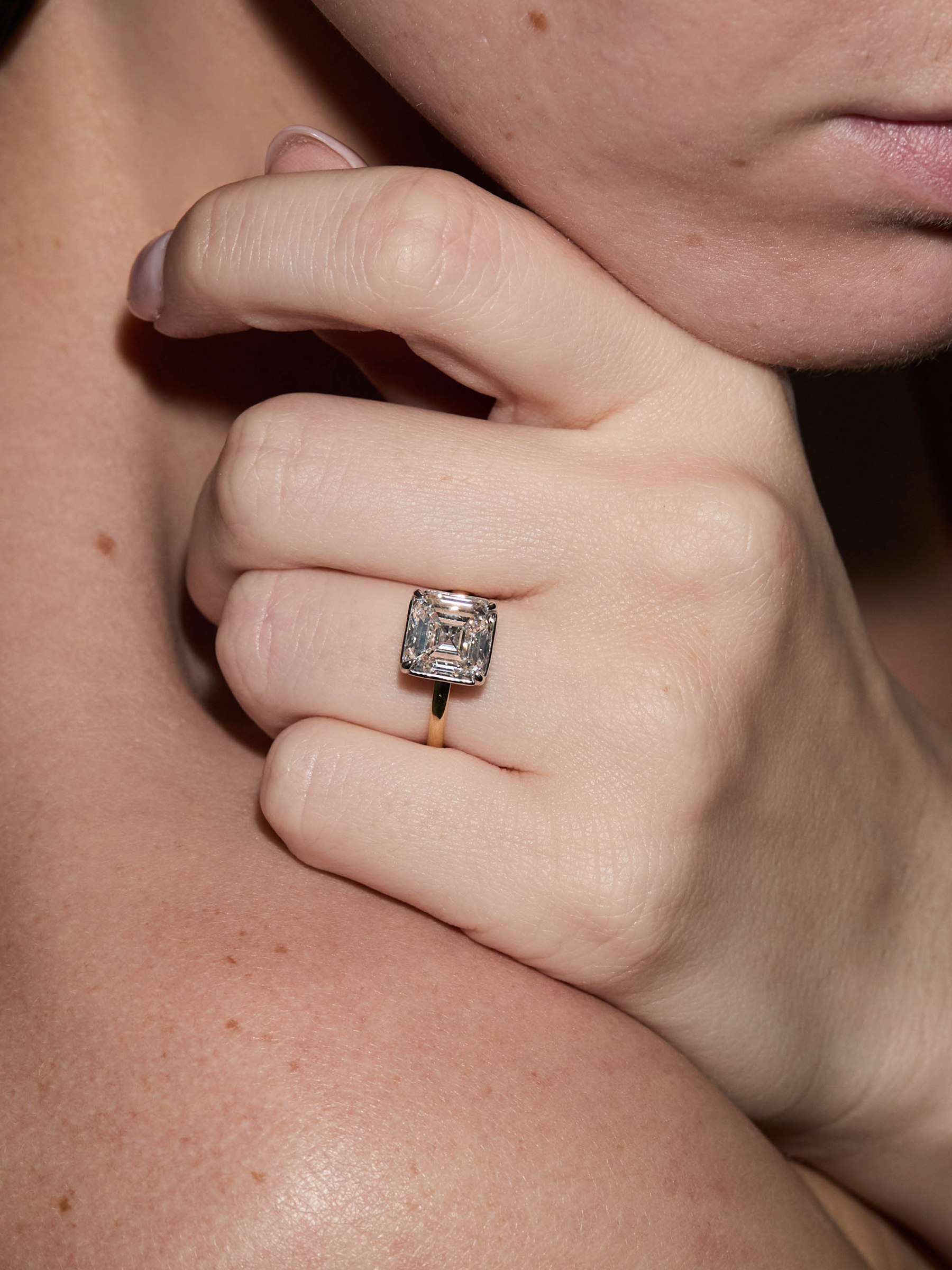 14K ELLIS ASSCHER-CUT SOLITAIRE RING IN LAB DIAMOND
