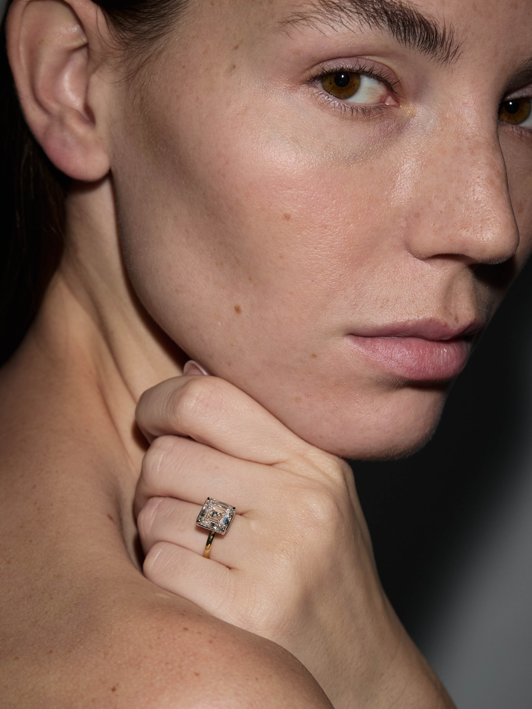 14K ELLIS ASSCHER-CUT SOLITAIRE RING IN LAB DIAMOND