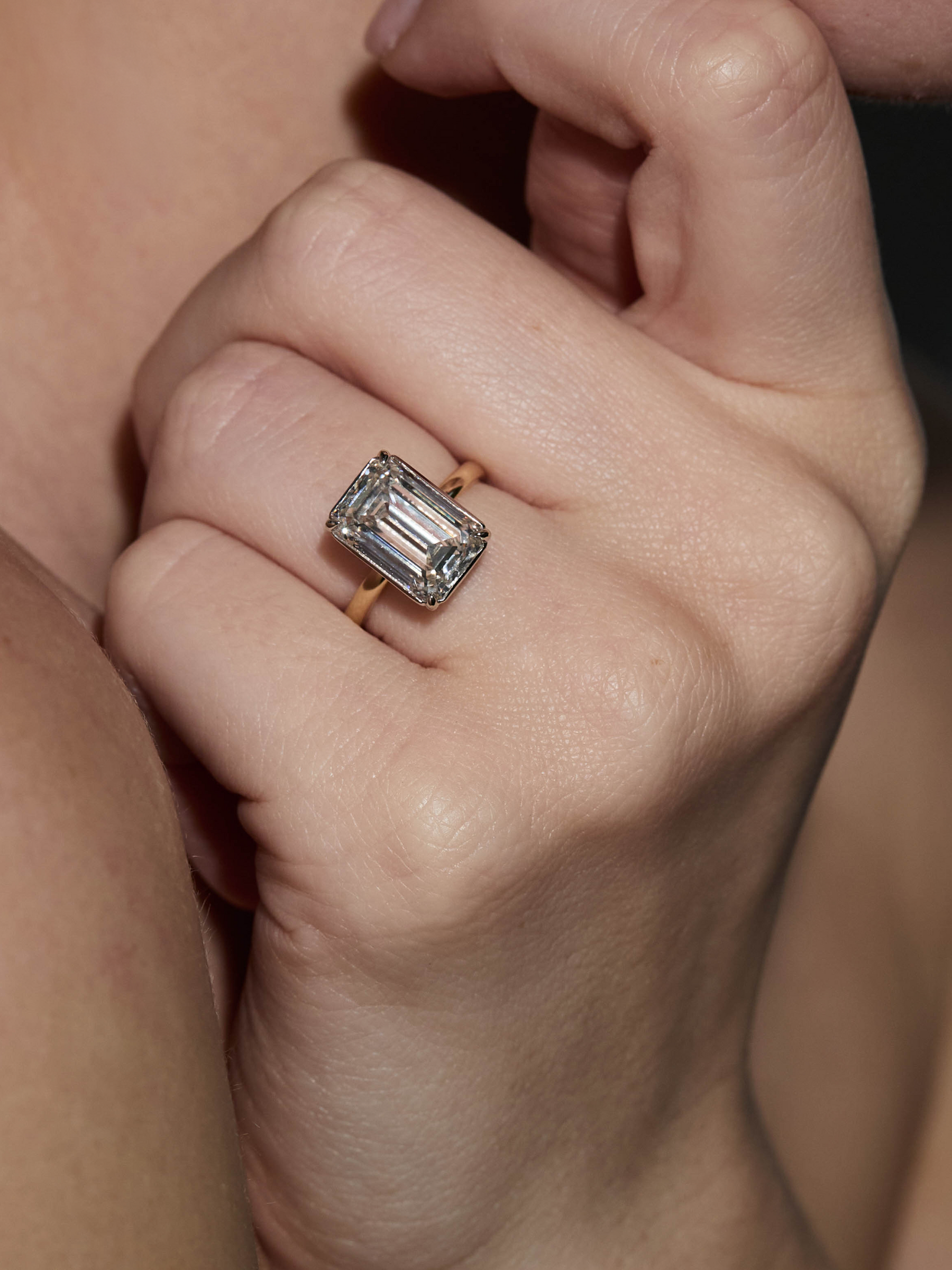 14K ELLIS EMERALD-CUT SOLITAIRE RING IN LAB DIAMOND