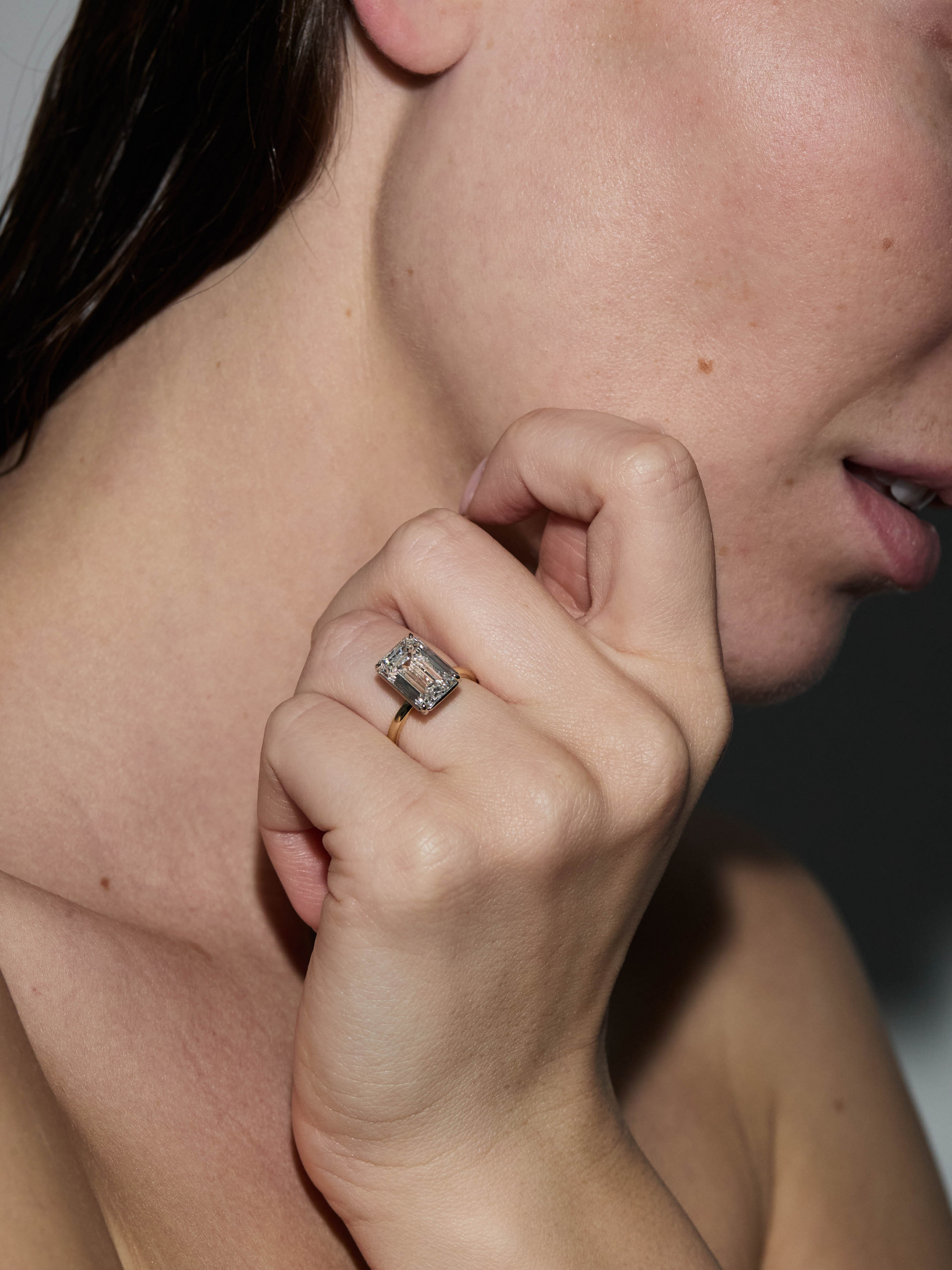 14K ELLIS EMERALD-CUT SOLITAIRE RING IN LAB DIAMOND