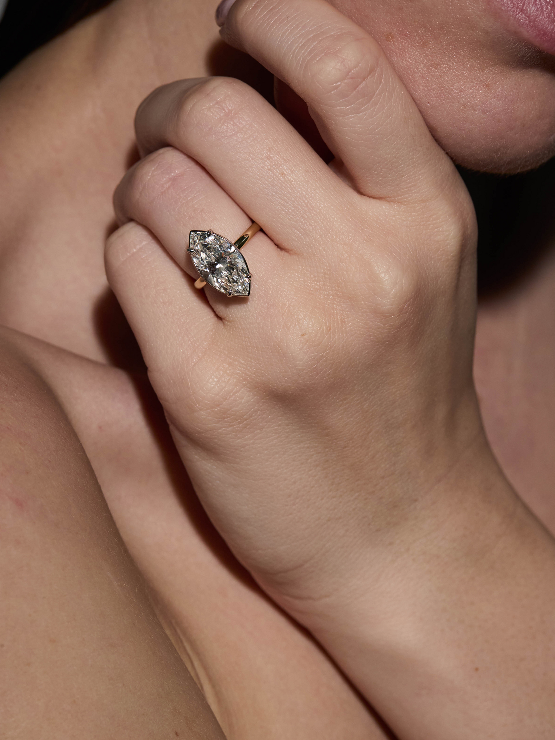 14K ELLIS MARQUISE-CUT SOLITAIRE RING IN LAB DIAMOND