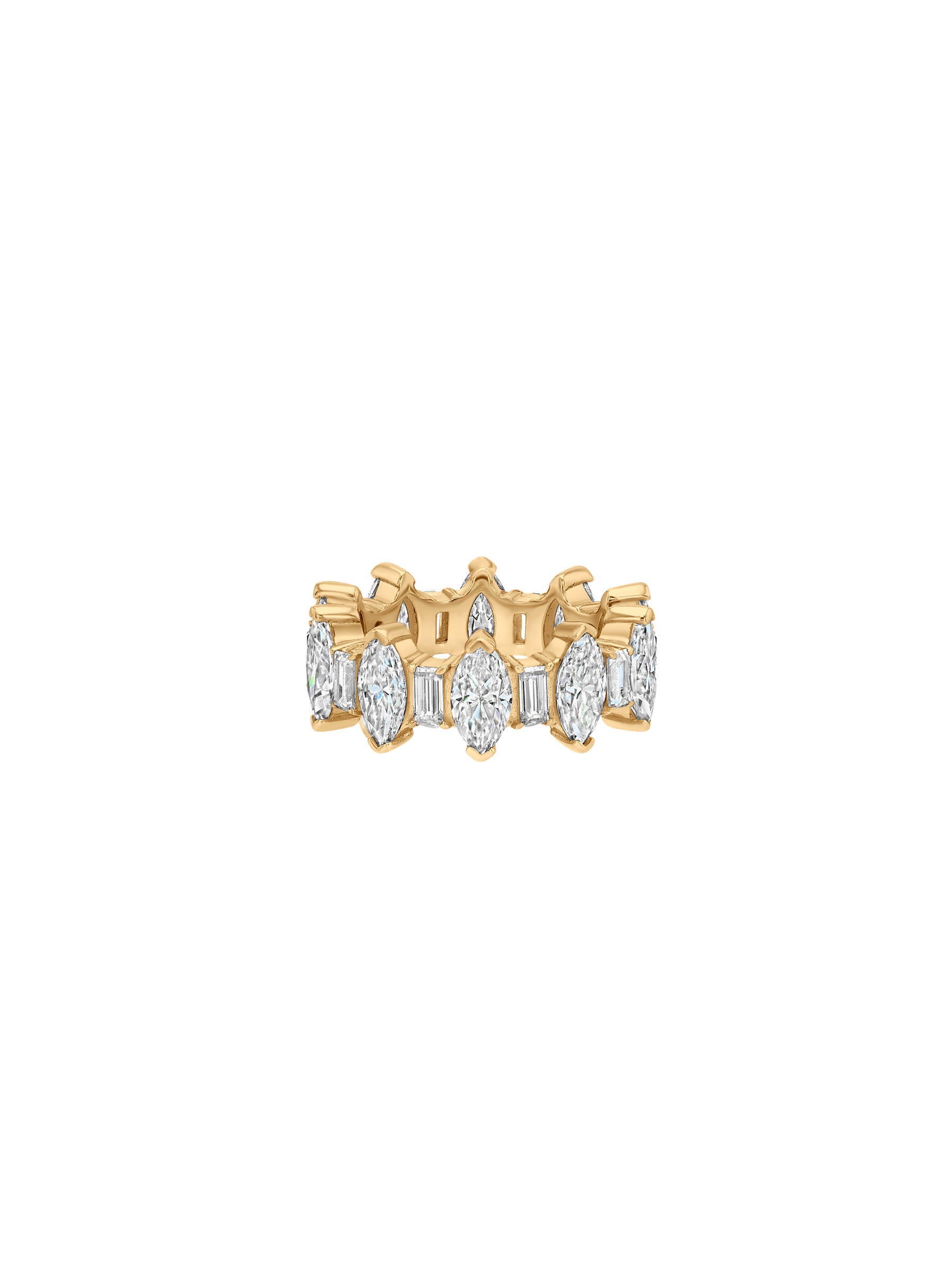 MARQUISE AND BAGUETTE ETERNITY BAND IN MOISSANITE, GOLD VERMEIL